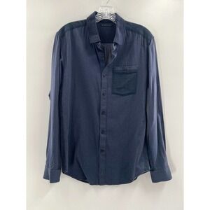 Elie Tahari Men’s Collared Long Sleeve Cotton Button Up Navy Blue Size Small